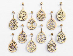 Floral Earrings bundle Laser Cut SVG dxf tear drop templates for Women Jewelry Wooden Glowforge Pendants |#U001|