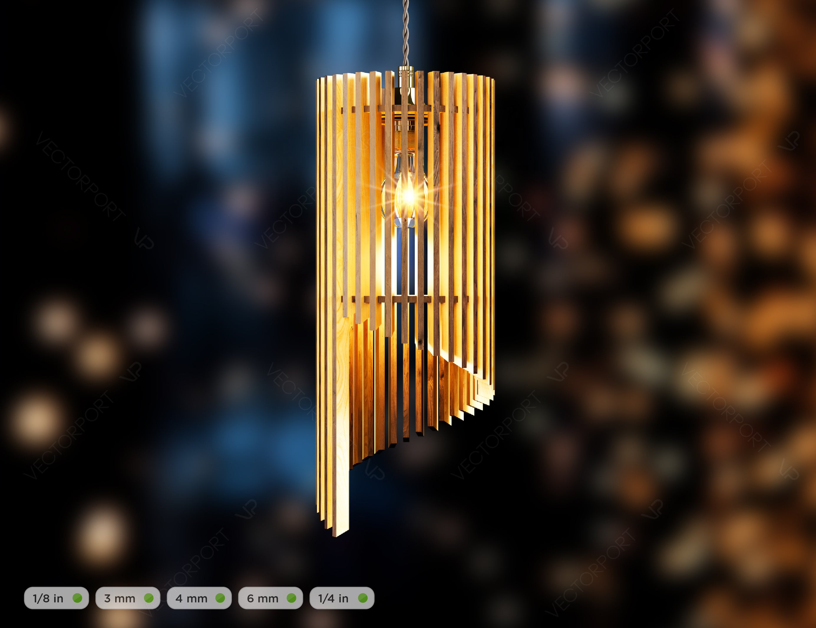 Cylinder Modern Elegant Hanging wooden chandelier lamp shade Pendant light template svg laser cut plywood |#U040|
