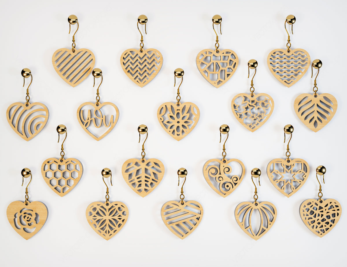 Heart Shape Earring Svg Gloforge Cricut Jewelry Pendants  laser cut Cut Files |#U052|