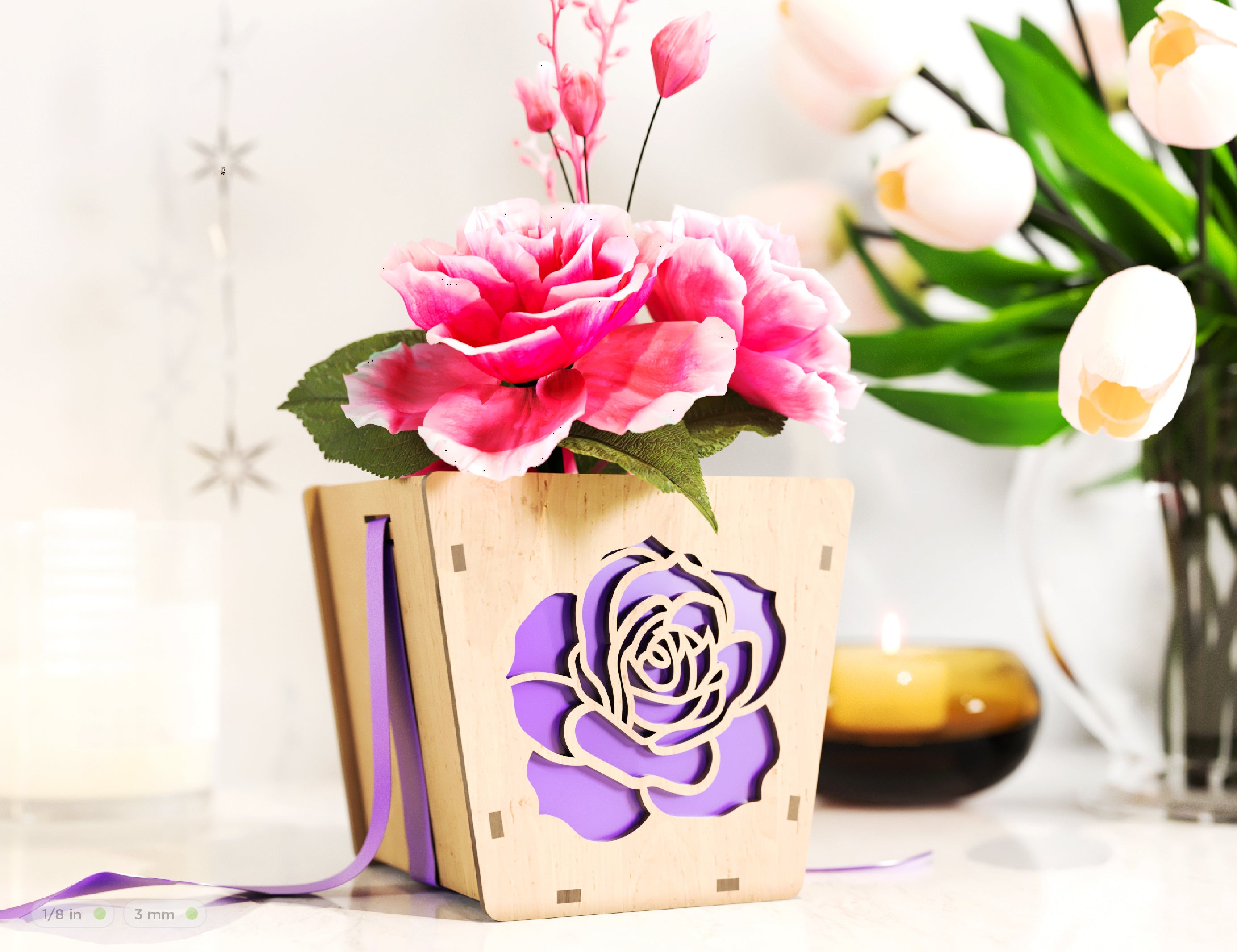 Rose Box Laser cut Gift box Envelope Home Décor Decorative Wedding Card Box Decoration Wooden Case Invitation Box SVG |#U058|