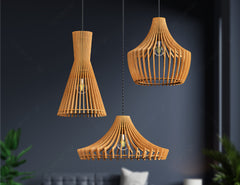 Wood Pendant Light Chandelier Lamp lampshade laser cut plywood | SVG, DXF, AI |#064|