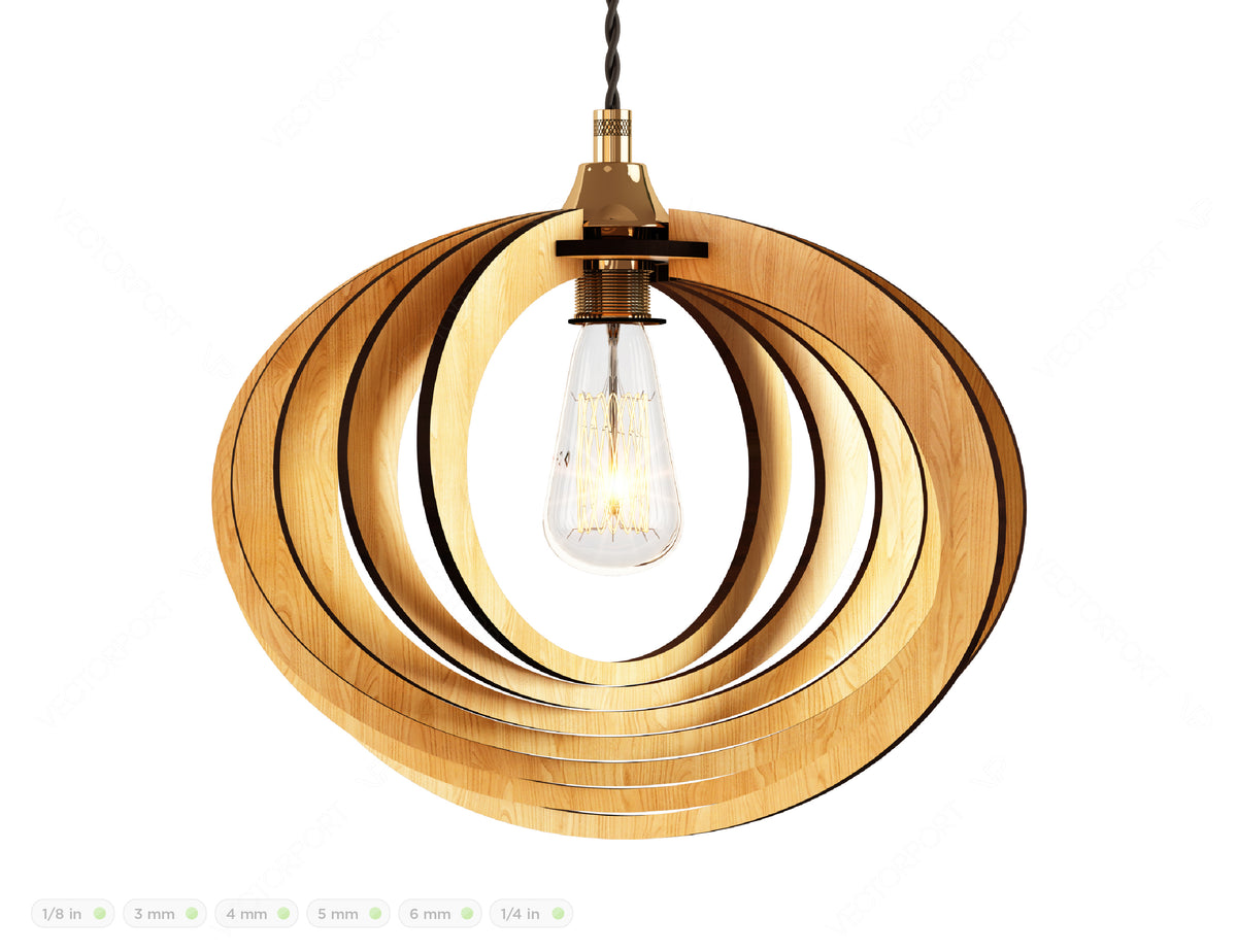 Oval Round Modern Wood Pendant Light Chandelier Lamp lampshade plywood Cut Files |#U075|