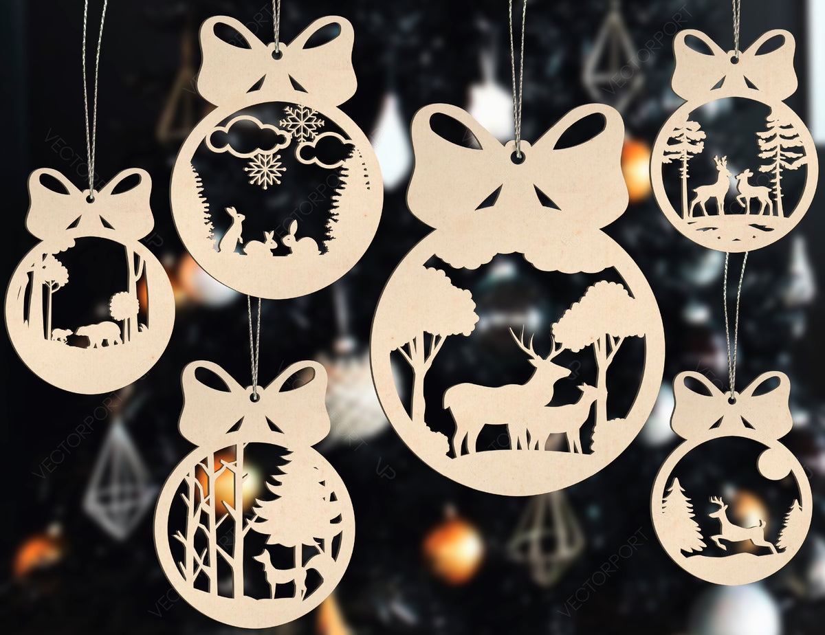 Christmas balls Tree Decorations Craft Hanging Bauble Paper art templates | SVG, DXF, AI |#079|
