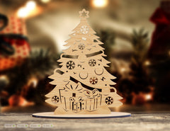 Christmas Tree Decoration Standing Wooden Ornament lasercut SVG Cricut Glowforge |#U083|