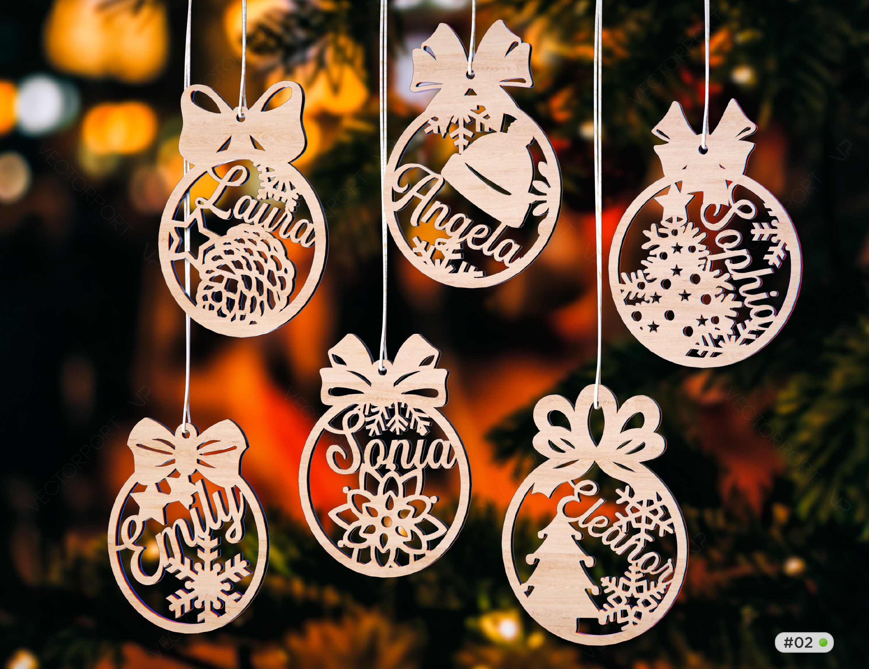 Personalized Christmas balls Tree Decorations with Name Craft Hanging Bauble Paper art templates cut file |#U094|