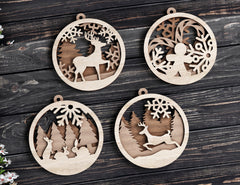 Christmas balls Tree Decorations Craft Hanging Bauble Paper art wood carving stencil laser cut templates  |#U104|