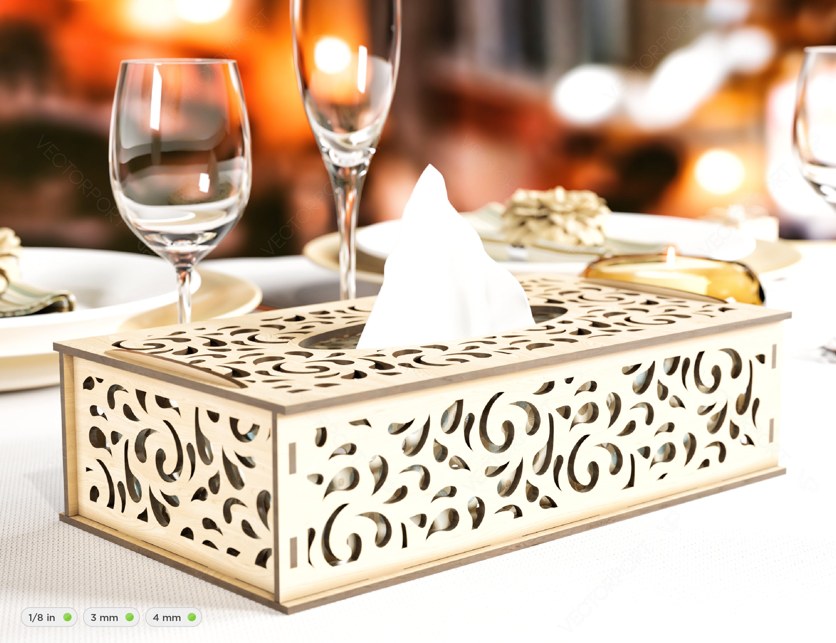 Decorative Laser Cut Tissue Box heart shape Tabletop wooden napkin cover Glowforge SVG |#U121|