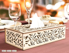 Decorative Laser Cut Tissue Box leaf shape Tabletop wooden napkin cover Glowforge SVG |#U124|