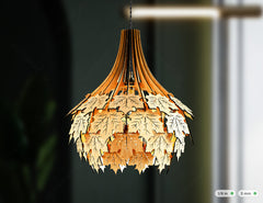 Scandinavian Maple leaves Hanging wooden chandelier lamp shade Pendant light template svg laser cut 1/8 inch plywood| SVG, DXF, AI |#128|