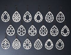 18 Earrings bundle Laser Cut tear drop templates for Women Jewelry Wooden Glowforge Pendants | SVG, DXF, AI |#130|
