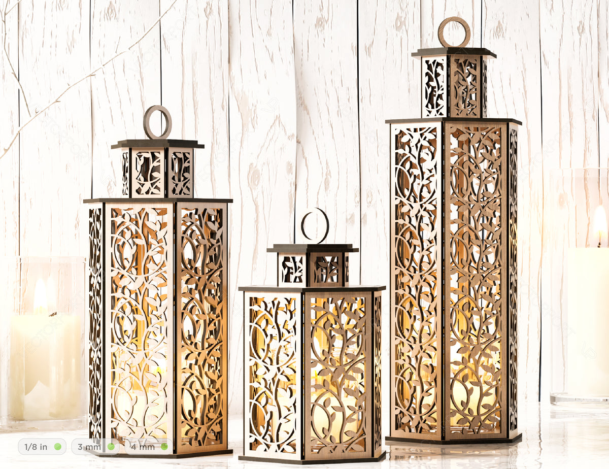 Wooden Wedding Decoration Lantern Laser Cut Centerpiece Night Light Lampshade Table Candle Holder SVG |#U132|