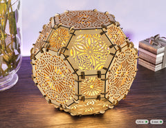 Hexahedron Sphere Tea light Lamp Candle holder Plywood table lamp laser cut files | SVG, DXF, AI |#134|