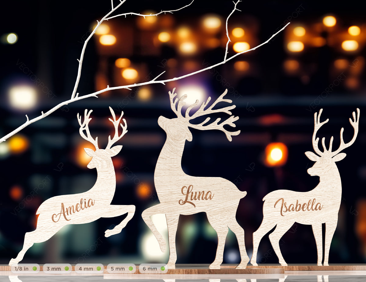 Christmas Standing Reindeer Personalized decorations Place Your text  Deer Table Customizable Decor SVG |#U139|