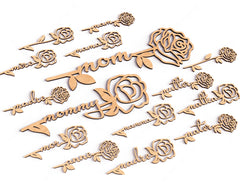 Mother's Day Personalized Roses Laser Cut Art Acrylic wood Flower in different languages | SVG, DXF |#139|