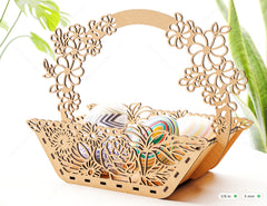 Decorative Laser Cut Wooden Easter Basket Laser cut Egg Bowl SVG files cnc template laser cut | SVG, DXF |#142|