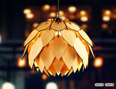Lotus Shape Hanging Wooden Ceiling Lamp chandelier Pendant light template svg laser cut plywood| SVG, DXF, AI |#147|