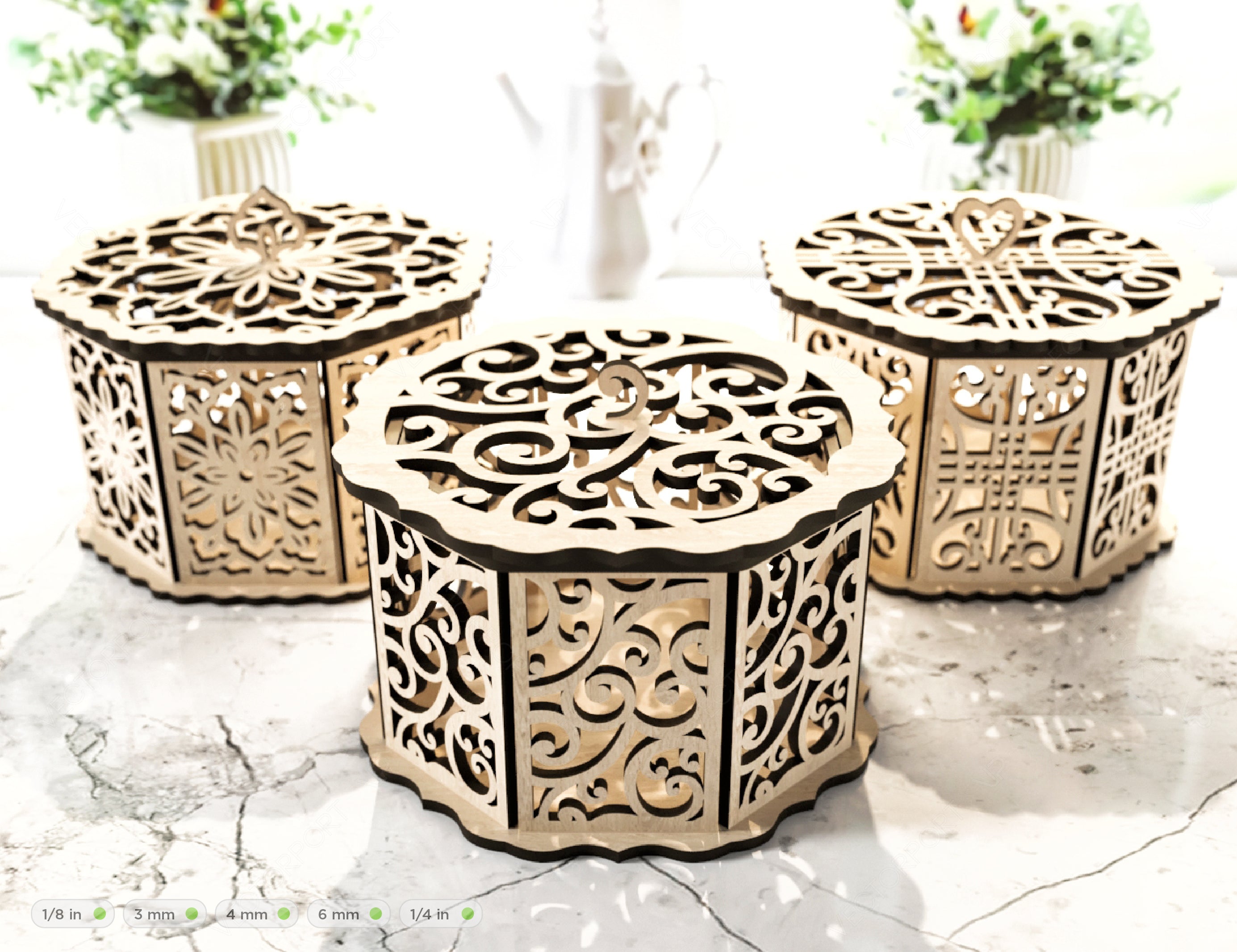Hexagonal Decorative Wooden Gift box Laser cut jeweler case Favor Box Digital Downloads | SVG |#U156|