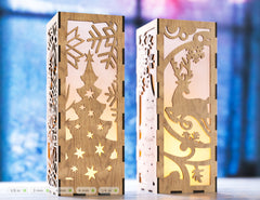 Christmas Decorative Wooden table Lamp Lantern New Year Candle Holder Laser Cut Tea light SVG Cut Plan |#U159|