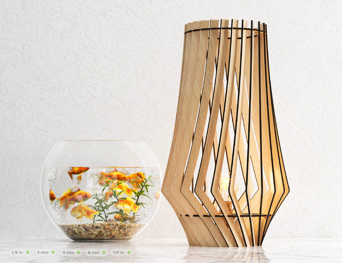 Minimalistic Modern Two Different Style Table Lamps Laser Cut lampshade plywood Cut Files SVG DXF |#U168|