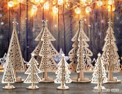 Standing New Year Christmas Trees Laser cut Snowflake SVG Craft templates Cricut Glowforge | SVG |#170|