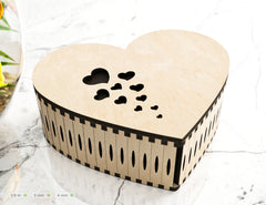 Heart Shaped Wooden Gift Box Jewelry laser cut Box template Wedding Love story Digital Download | SVG, DXF |#U174|