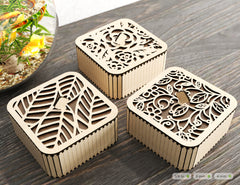 Square Shaped Wooden Gift Box Jewelry laser cut Box template Wedding Love story Digital Download | SVG, DXF |#175|