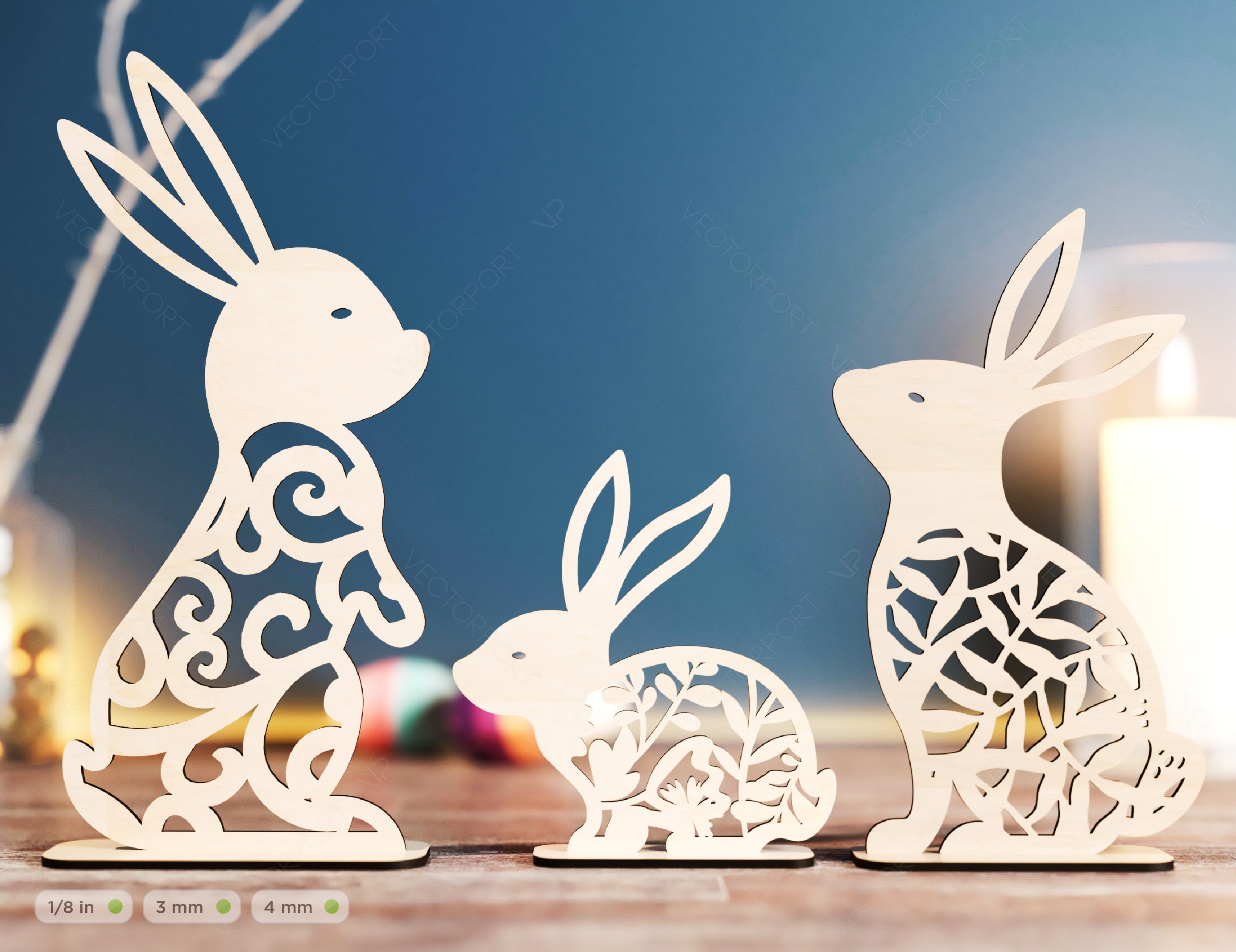 Standing Bunny Easter Ornaments Easter Laser Cut Files Bunny SVG bundle Floral rabbit Digital Download |#181|