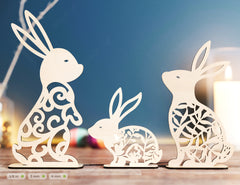 Standing Bunny Easter Ornaments Easter Laser Cut Files Bunny SVG bundle Floral rabbit Digital Download |#181|