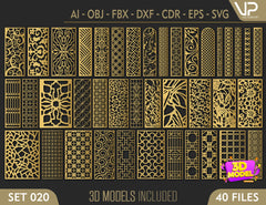 Ornaments for decorative partitions panel screen CNC Laser Cutting File | SVG, DXF, AI |#C020|