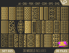 Abstract Pattern Panel Templates CNC Laser Cutting File | SVG, DXF, AI |#C025|
