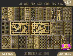 Abstract Pattern Panel Templates CNC Laser Cutting File | SVG, DXF, AI |#C027|