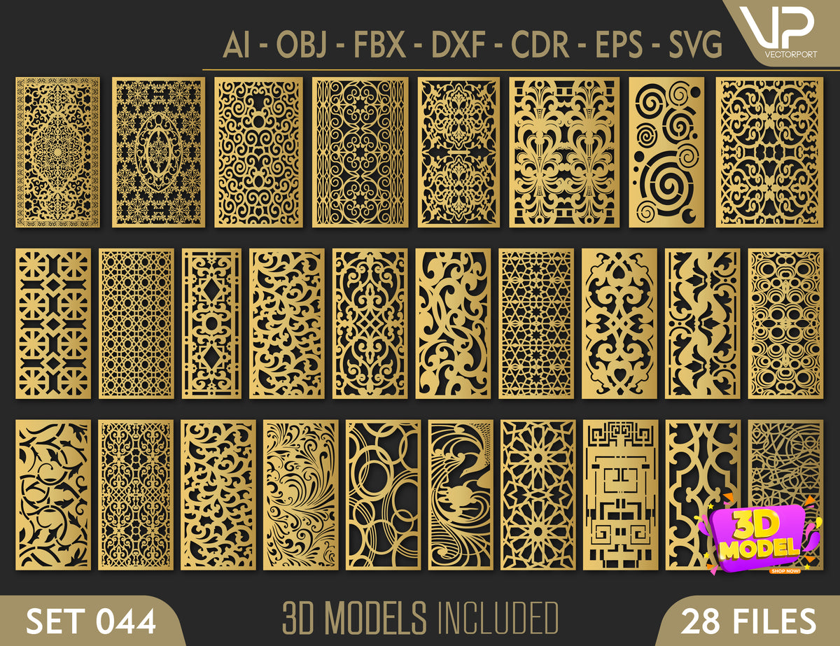 Decorative Abstract Pattern Panel Templates SVG CNC Laser Cutting File | SVG, DXF, AI |#C044|