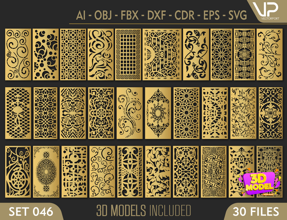 Decorative Abstract Pattern Panel Templates SVG CNC Laser Cutting File | SVG, DXF, AI |#C046|